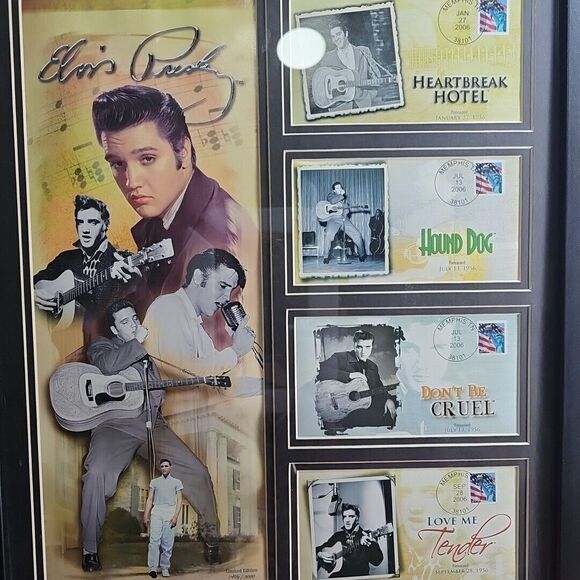 Elvis Presley’s 2006 Stamps Framed #1 Hits 50th Anniversary USPS 22'' x 18'' - Picture 8 of 11